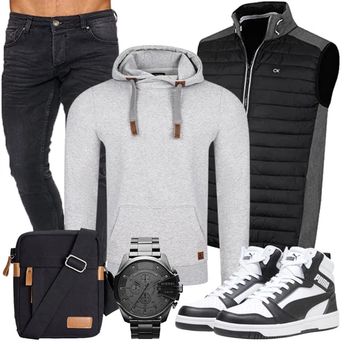 Schwarz/DunkelGrau/Grau ReiseWeste/IndoorWeste/LanglaufWeste/SteppWeste/OutdoorWeste/ReitWeste/KunstfaserWeste/FunktionsWeste/WendeWeste/IsolationsWeste Calvin Klein kombinieren
