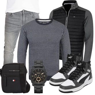 Outfit mit Blau Uhr Fossil "Casual Outfit"