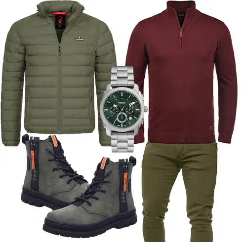 DunkelGrün/Grün HybridJacke/Puffer Jacke/IsolationsJacke/Verstaubare Jacke/ThermoJacke Höhenhorn kombinieren
