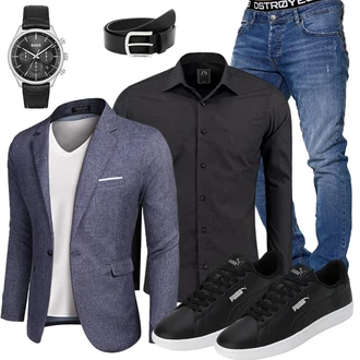 Outfit mit Blau Hemd J'S FASHION "Casual Outfit"