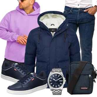 Outfit mit Lila/Rosa Sport Hoodie/Hoodie/Ausgefallener Hoodie/Unisex Hoodie/Oversize Hoodie Behype "Cool Outfit"