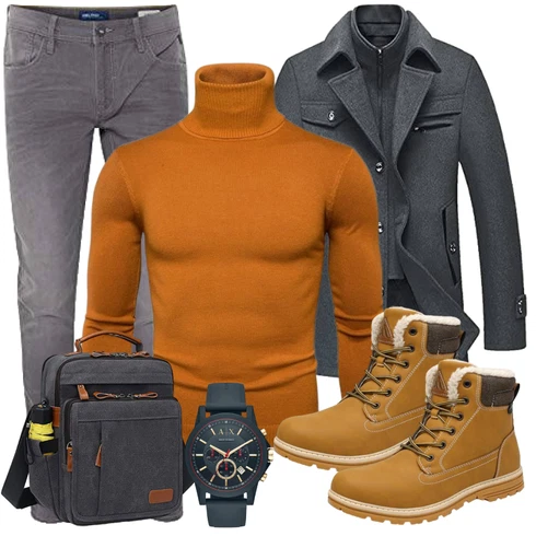 Gelb/Braun/Beige Schuh Klassischer Stiefel/Gefütterte Stiefelette/Wasserdichter Stiefel/Wattierte Stiefel/Herren LederSchuhe/Winter Sneaker/Winter Stiefel/Winter Stiefelette Mishansha kombinieren