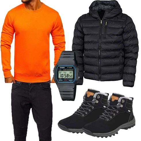 Schwarz/Dunkelblau IsolationsJacke/KapuzenJacke/WinterJacke/DaunenJacke/Puffer Jacke Calvin Klein kombinieren