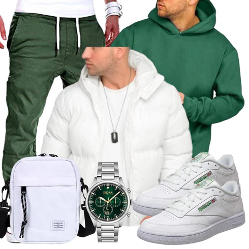 Weiß/Creme Thermojacke/Kunstfaserjacke/Schlupfjacke/Winterjacke/Daunenjacke/SommerDaunenjacke/Kapuzenjacke/Puffer Jacke Behype kombinieren