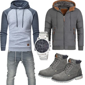 Winter Outfits Warme mit Grau/Dunkelblau/Blau Kapuzenpullover/Kapuzenpullover/Sport Sweatshirt/Ausgefallener Hoodie/Sport Hoodie/Strick Hoodie YuKaiChen "Cool Outfit"