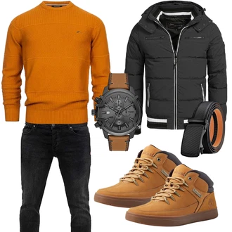 Outfit mit Blau Winter Parka/Regenjacke Indicode Jeans "Cool Outfit"
