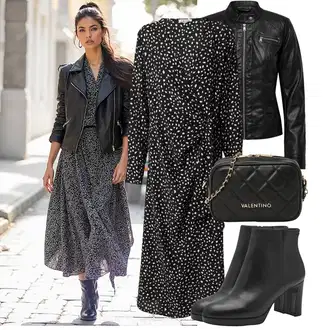 Lesk Outfit s Černá/Červená Motorkářské Bund/Kožené Bund/Motorkářská bunda/Bunda z Umělé Kůže Only "Oblečení na podzim"