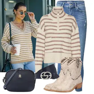 Outfit s Béžová Kovbojská Bota/Kovbojská kotníková bota/Westernová Kotníková Bota/Letní kotníková kozačka ASH "Podzimní Look"