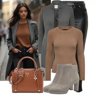 Elegantan Outfit sa Crna/Tamnozelena/Zeleno/Bijela Traperice Kožna Jakna/Bikerske Traperice/High Waist Traperice/Traperice s Prorezom/Termo Traperice Dr. Denim "Trendovska jesenska odjeća"Look: Rap, Elegantan, Prekrasan, Mokri izgled, Old Money, Techno, Jazz, cool