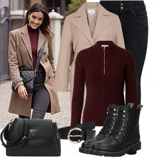 Outfit sa Crna Ženski Opasak bez Kopče/Ležerni Remen/Klasični Remeni/Kožni Remen/Široki Pojas About You "Cool jesenski outfit"