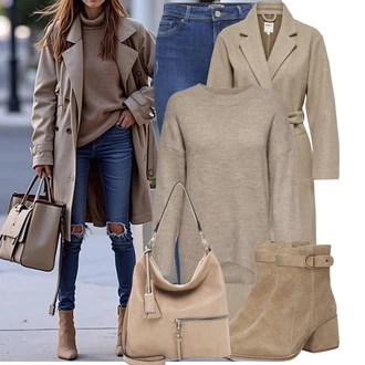 Outfit sa Siva/Smeđa/Bež/Kaki Vuneni Kaput/Midi Kaput/Dugi kaput/Kaput od Kašmira/loden kaput/Dugi Kaput/Zimski Kaput Vuneni kaput Only "Jesenski izgled"