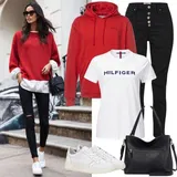 Crvene Prevelike Majice Outfiti image