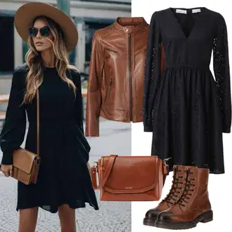 Kombinacije s suknjom i čizmama "Cooles Herbst Outfit"