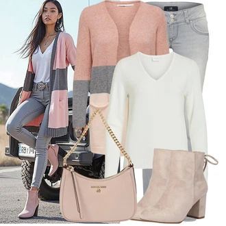Vysoké Podpatky Outfit s Béžová/Hnědá Kotníková Bota Na Podpatku/Zimní kotníková bota/Kotníková Bota s Podšívkou/Letní kotníková kozačka/Šněrovací Kotníková Bota About You "Lehký outfit"