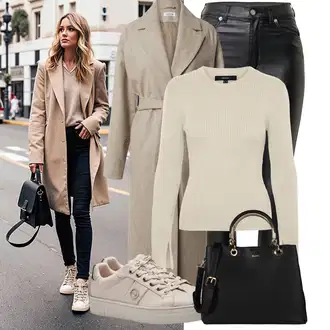 Elegantan Outfit sa Crna/Tamnozelena/Zeleno/Bijela Traperice Kožna Jakna/Bikerske Traperice/High Waist Traperice/Traperice s Prorezom/Termo Traperice Dr. Denim "Trendovska jesenska odjeća"Look: Rap, Elegantan, Prekrasan, Mokri izgled, Old Money, Techno, Jazz, cool