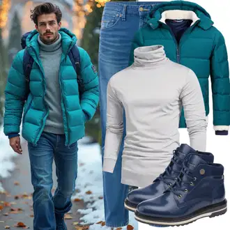 Regen Outfit mit Dunkelblau/Blau Schnürer/Schnürschuh/Stoffschuh/Schuh Ohne Schnürsenkel/Flache Stiefelette Geox "Cooles Outfit"