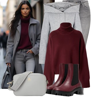 moderne Outfit sa Siva/Svjetlosiva/Tamnosiva Kožna Jakna/Traperice s Prorezom/Termo Traperice/High Waist Traperice/Traperice Slim Kroja/Zimska jakna/Kožne Cipele/Push-up Traperice/Traperica Niskog Struka/Bikerske Traperice Only "Outfit za zimu"Look: Rap, Boja, moderne, Običan, cool, Prekrasan, Old Money, Disko, Besprijekorno