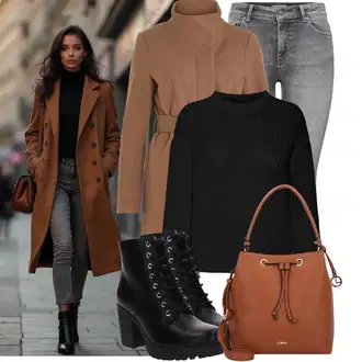 Outfity na zimu s Šedá/Světle šedá/Tmavě šedá Džíny Kožená bunda/Džíny s Rozparkem/Slim Fit Džíny/Džíny s Nízkým Sedem/Kožené Boty/Motorkářské Džíny/High Waist Džínové Kalhoty/Termální Džíny/Zimní bunda/Push up Džín Only "Vánoční outfit"