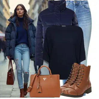 Kombinacije od trapera Zima sa TamnoPlava/Plava Nekategorizirano Noisy may "Trendi zimski outfit"