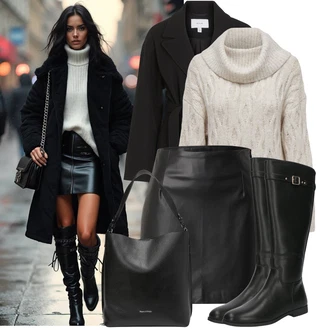 Outfit sa Crna Prijelazni Kaput/Dugi kaput/Ljetni Kaput/Midi Kaput/Kaput od Kašmira/Zimski Kaput Vuneni kaput/Trenč Kaput/Vuneni Kaput/Baloner Vila "Božićni outfit"