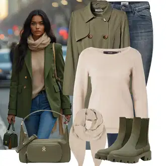 Kombinacije od trapera sa Tamnozelena/Zeleno Torba za nošenje/Torba Za Preko Ramena/Vojna Torba/Torbica/Torba preko ramena/Veliki džep Tommy Hilfiger "Udoban zimski outfit"