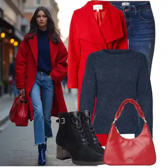Kombinacije za zimu Maxi sa Crvena/Tamnocrvena Torba Za Preko Ramena/baguette vrećica Tommy Hilfiger "Opušteni izgled"
