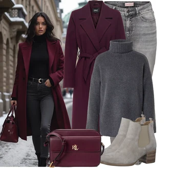 Outfit s Hnědá/Béžová Kozačka Chelsea Boty/Kotníková Bota s Podšívkou/Letní kotníková Kozačka Tamaris "Zimní outfity"