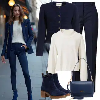 Style Outfits Western mit Modra/Črna/Svetlo modra/Siva/Temno modra/Temno siva Gumijasti Gležnar/Klasični škorenj/Chelsea Škornj/Usnjena Jakna Blundstone "Eleganten outfit za Bika"Look: Stil, Western, Unisex, Premij, Zunaj, Klasična, Delovna oblačila, Duckfeet