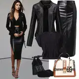 Outfiti Za Zabave usnjeno krilo za dame image