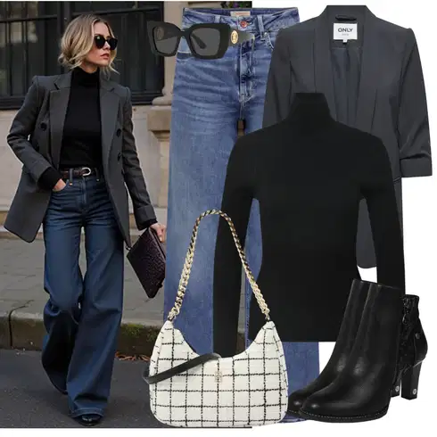 Kombinace Modrá/Světle modrá Zvonová Kalhoty/Kalhoty Bootcut/Boyfriend Kalhoty/Lacláč/Kalhoty s Vysokým Pasem/Kalhoty se Štěrbinou/Kalhoty s dírou/Široká Kalhoty Only kombinovat s Černá/Hnědá/Červená Sveter Svetr z Jemné Pleteniny/Kašmírový Svetr/Rolák/Svetr s límečkem Only