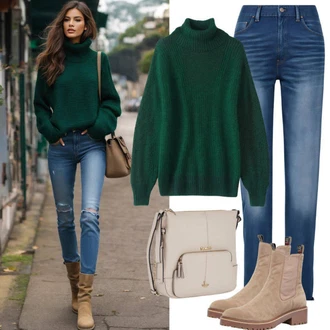 Outfit s Tmavě modrá/Modrá/Světle modrá Mom Jean/Termální Džíny/Sweat Džíny/Rovná Džína/Džíny Volného Střihu/Dámské Džíny s Délkou 7/8/Baggy Džíny/Sportovní boty/Dad Džíny/Formální Košile/Zkrácené Džíny/Kožená Pánská Bund jjxx "Elegantní Podzimní Outfit"
