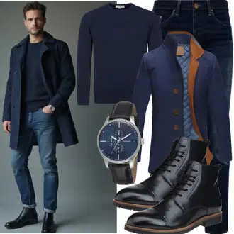 Smart Casual Outfits mit Dunkelblau/Blau Jeans-Culotte/Sweatjeans/Wide Leg Jean/Thermojeans/Schlupfjeans/Cropped Jeans Tommy Hilfiger "Freizeit Outfit"