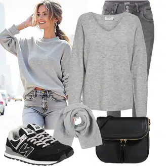Outfit sa Crna Tenisica za fitness/Tenisica za rukomet/Obuća za trening/Tenisica za tenis/cipela za trčanje/gimnastička papuča New Balance "Jesenski outfiti"