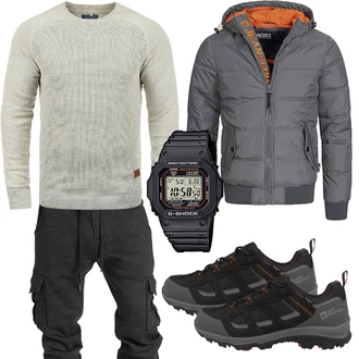 Outfit mit Grau Jumpsuit & Overall Overall/Winter Parka/Regenjacke Indicode Jeans "Freizeit Outfit"