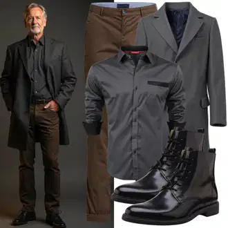 Outfit mit Schwarz Schnürstiefelette/Springerstiefel/Flache Stiefelette/Klassischer Stiefel/Lammfell Stiefel/Leder Stiefelette/Schnürschuh Tommy Hilfiger "Freizeit Outfit"