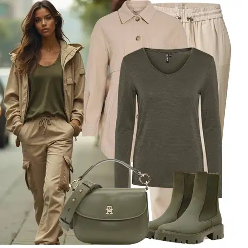 Kombinace Béžová/Khaki/Hnědá Fleecová Kalhoty/Cargo Tepláky/Navlékací Kalhoty/Ležérní Kalhoty/Žerzejová Kalhoty/Jogger Kalhoty/Kožená Pánská Bund/Baggy Kalhoty Only