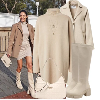 Outfit s Zlatý/Béžová Náhrdelník/Jemný Řetízek/Sada šperků/Bohatě zdobený náhrdelník/Statement náhrdelník Pilgrim "Podzimní Look"
