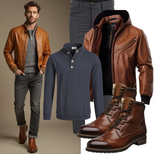Braun/DunkelBraun BikerJacke/MotorradJacke/Leder BomberJacke/KunstlederJacke/Vintage LederJacke/LederJacke Amaci&Sons kombinieren