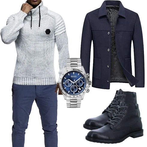 Grau Winter Parka Leif Nelson kombinieren