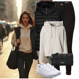 90-ich Skate Outfit sa Svjetloplava/Plava/Siva/Bijela Tanka Tenisica/Kožna Tenisica/Skate cipela/neformalna cipela/Ljetna Tenisica Puma "Odjeća za jesen"Look: 90-ich, Nerd, Steampunk, Sportski, Estetika, Skater, Hip Hop, S zakovicama, Skating, Aerobik, Tenis, Skate