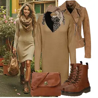 Outfit s Šedá/Hnědá/Khaki/Béžová Bunda s Bočním Zipem/Kožené Bund Kožená vintage bunda/Bunda z Umělé Kůže/Motorkářské Bund/Kožené Bund/Motorkářská bunda Freaky Nation "Ležérní Vzhled"