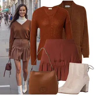 Outfiti za skunje S oblinama sa Smeđa/Narandžasta Pletivo Veći Broj Only, Smeđa/Narandžasta Pletivo Veći Broj JdY "Opušteni izgled"