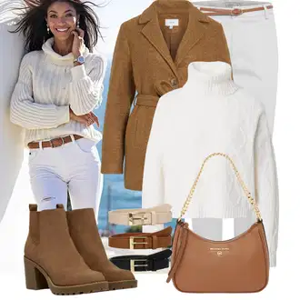 Outfit s Šedá/Khaki/Bílá 7/8 Kalhoty/Boyfriend Kalhoty/Twillová Kalhoty/Navlékací Kalhoty/Business Kalhoty/Bavlněná Kalhoty/Úzká Kalhoty B.young "Trendový podzimní outfit"