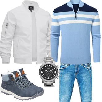 Herbst Outfit mit Grau/Blau/Dunkelblau/Hellblau Wasserdichter Stiefel/Wasserdichter Outdoorschuh/Herren Lederschuhe/Trekkingstiefel/Winter Sneaker/Wasserfester Schuh Mishansha "Herbst Outfits"
