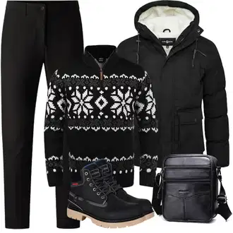 Groß Outfit mit Schwarz WeihnachtsPullover !Solid "Herbst Outfits"
