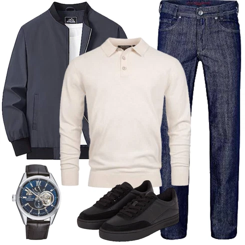 Dunkelblau/Grau Fliegerjacke/Frühlingsjacke/Innenfutter Jacke/Sommerjacke/Collegejacke/Wendejacke/Uniformjacke/Coachjacke/Nylonjacke/Bomberjacke MAGCOMSEN kombinieren