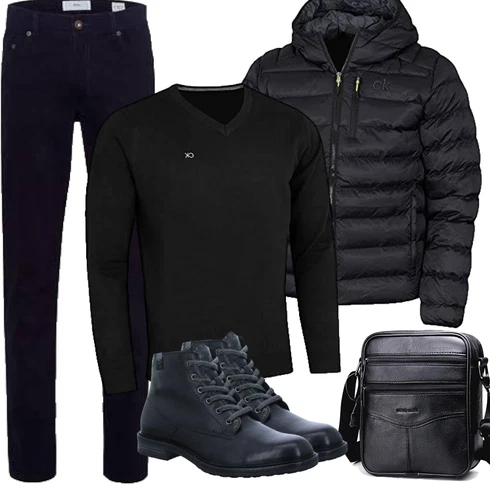 Schwarz/Dunkelblau IsolationsJacke/KapuzenJacke/WinterJacke/DaunenJacke/Puffer Jacke Calvin Klein kombinieren
