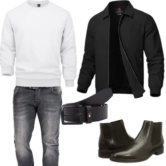 Outfit mit Schwarz Jeans Leder Schuhe Rock Creek "Herbst Outfits"