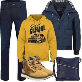 Outfit mit Dunkelblau Schulranzen/Schultertasche/Schultertasche/Umhängetasche Tamaris "Herbst Outfits"