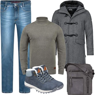 Herbst Outfit mit Grau/Blau/Dunkelblau/Hellblau Wasserdichter Stiefel/Wasserdichter Outdoorschuh/Herren Lederschuhe/Trekkingstiefel/Winter Sneaker/Wasserfester Schuh Mishansha "Herbst Outfits"